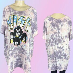 Vinyl Icons +5 Tie-Dye Alive In 77 Kiss Band Graphic Cotton Short Sleeve T-Shirt
